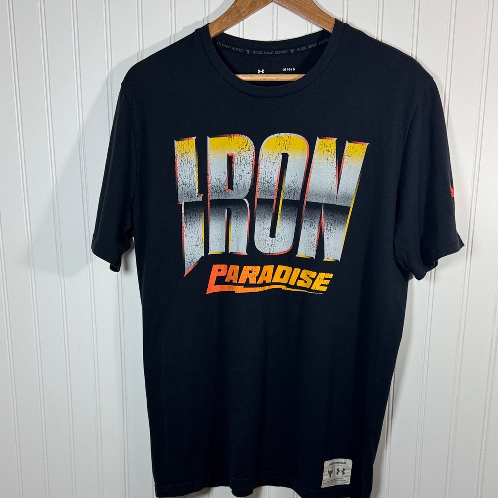 Under Armour Project Rock Men’s Black Shirt Size Large Lift Gym Iron Paradise